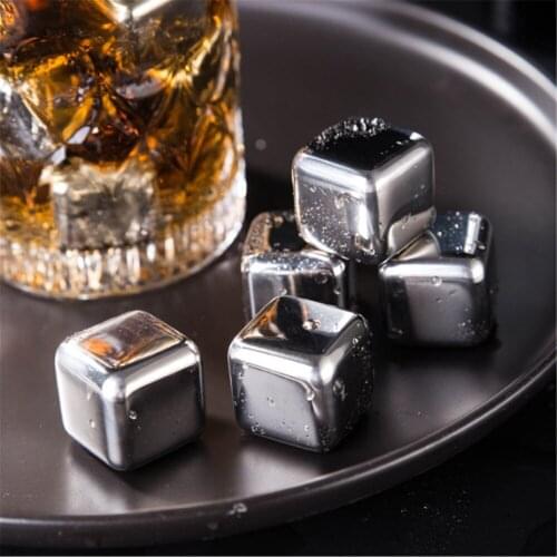 Wine Whiskey Stones Chiller Ice Stone 304 Stainless Steel Ice Cubes Reusable metal Beer Cooler For Vodka Champagne Wort Bar