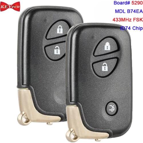 KEYECU for Lexus CT200H GX460 RX350 RX450H Smart Keyless Key Fob Board#5290 B74EA 433MHz ID74 Chip 2 Button/ 3 Button