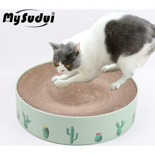 Round Cat Scratcher Cactus Corrugated Nail Scraper For Cats Scratch Board Kitten Pad Rest Pet Supplies Toys Protect Furniture