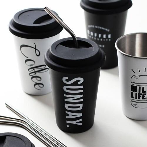 400ml Creative Straw Mug With Lid Stainless Steel Liner Fruit Juice Coffee Milk Tea Cups Novelty Gifts Mugs