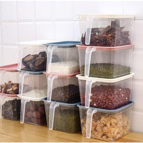 Kitchen Transparent Storage Box Sealed Jar Grains Beans Storage Organizer Food Containers Refrigerator Storage Boxes