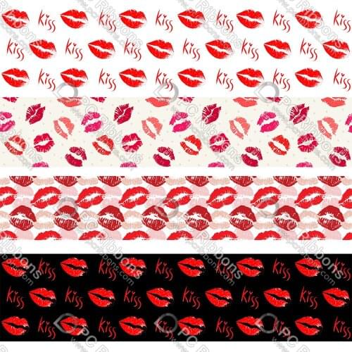 16-75MM Red Lips&Mouth Pattern Printed Grosgrain Polyester Ribbon 50 Yards Gift Wrapping Diy Bows Wedding Drections Ribbons