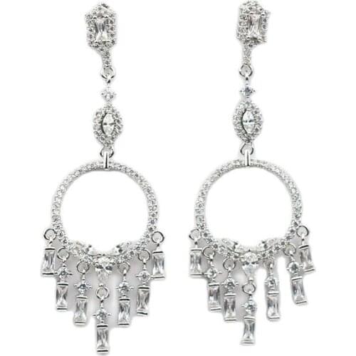 MADALENA SARARA AAA Cubic Zircon Inlaid Pave Setting Crystal High Polished Drop Earrings Simple Style