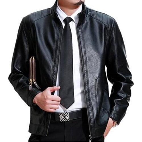 2017 Fashion Mens Leather Jackes And Coats Slim Fit Leather Jackets For Men Biker Motorcycle Brown Leather Jacket Men Plus Size