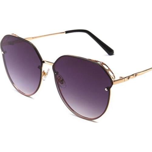 Fashion Womens Sunglasses Brand Designer Metal Shades Gradient Glasses High Quality Ladies Big Round Sunglasses UV400