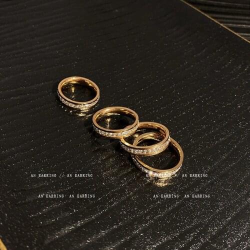 1pcs Gold Plated Titanium Steel Zirconia Couple Ring Mens and Womens Fashion Index Finger Rings Luxury Trendy Jewelry
