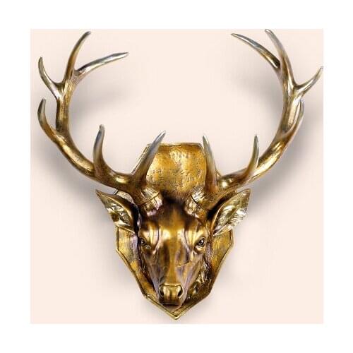 European-style Porch Wall Pendant Creative Home 3D Animal Head Wall Decoration Hotel Deer Head Retro Wall Decora Crafts Resin