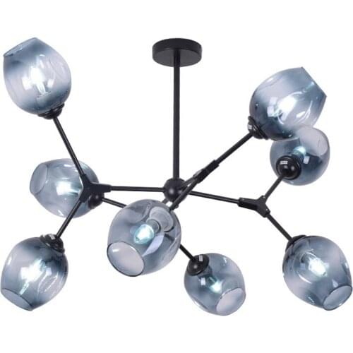 New Fashion Light Luxury Chandelier American Restaurant Led Hanging Lamp Nordic Gold Metal E27 Art Glass Chandeliers Stair Lamp