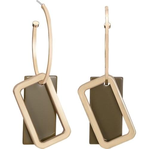 New Arrival Fashion Square Hoop Earrings Brincos Acrylic Pendants Earrings For Women Unique Jewelry