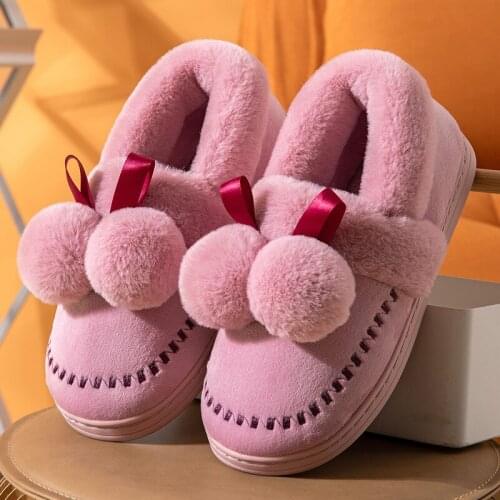 Mens and Womens New Cotton Slippers Couple Cute Rabbit Fur Cotton Shoes Indoor Warm Non-slip Winter Bag with Cotton Shoes