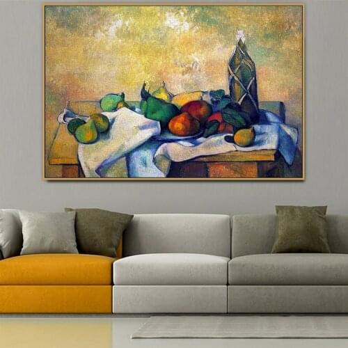 Paul Cezanne Old Famous Master Artist Still Life Rum with Fruits Canvas Painting Poster and Print for Room Decor Wall Art