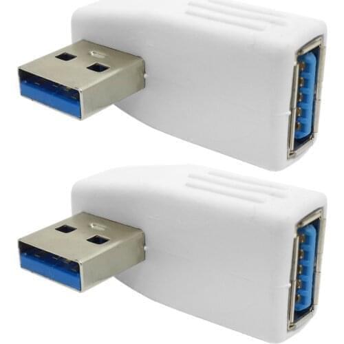 Zihan Vertical Left Angled 90 Degree USB 3.0 Adapter A Male to Female Extension White