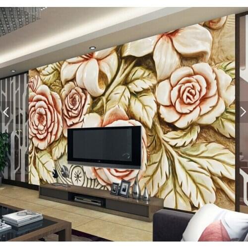 Custom 3D stereoscopic wallpaper, rose oil painting for the living room bedroom TV background wall waterproof wallpaper