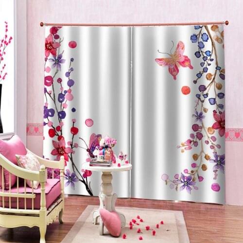 Custom Photo Curtains Butterfly Curtains For Living Room Bedroom Modern Blackout Drapes For Kitchen Door Decor