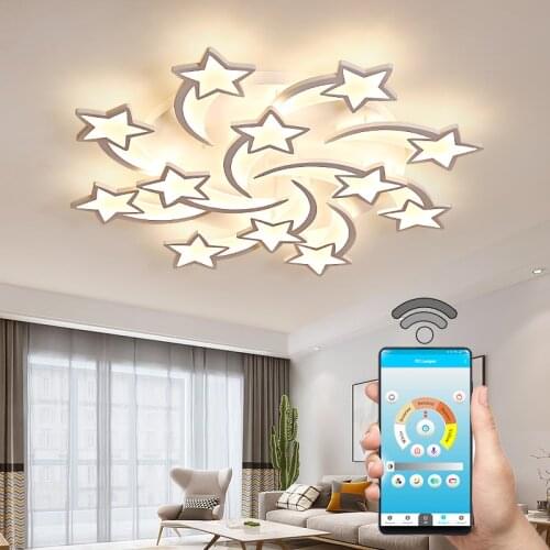 Modern LED Chandeliers stars shape For Living Room Bedroom remote/APP support Home design chandelier model ICFW1913