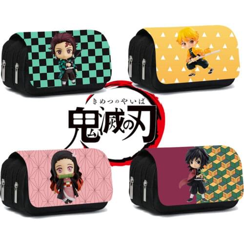 Anime Demon Slayer: Kimetsu no Yaiba Pencil Bag Zipper Canvas Students Pencil Bag Wallet Storage Bag Stationery School Supplies