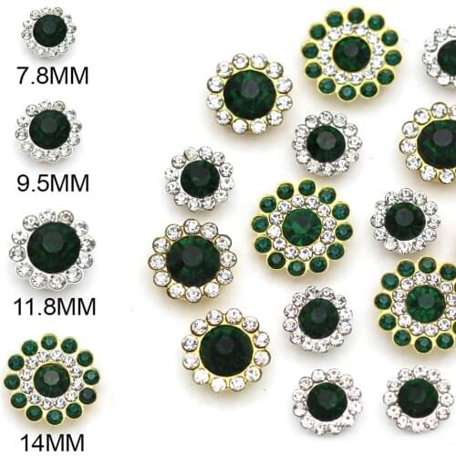 Dark Green Flower Rhinestones Emerald Crystals Stones Claw Rhinestones For Clothes Strass Decorative Bows Rhinestones Buttons