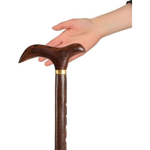 The old mahogany wood cane cane TZ Zhai elderly chicken wing wood relief stick is lettering