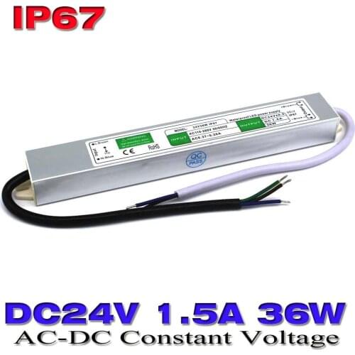 Waterproof ip67 Switching Power Supply DC 24V 1.5A 36W Driver Transformer AC100V-240V AC-DC SMPS For outdoor LED Strip Lights