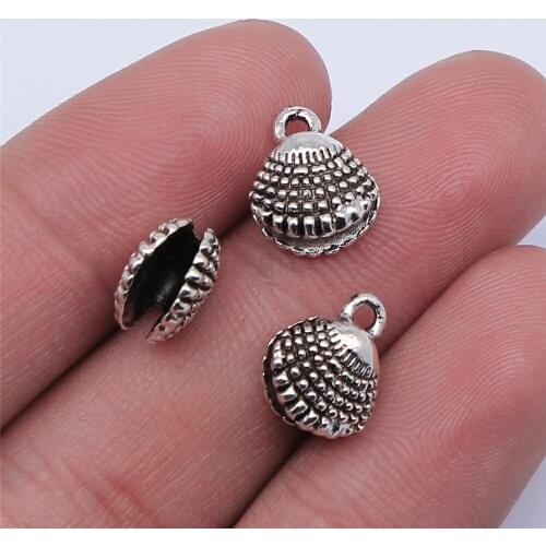 WYSIWYG 10pcs 11x10mm Antique Silver Color Shell Charms Pendant For Jewelry Making DIY Jewelry Findings