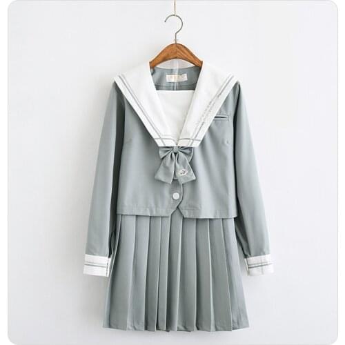 2019 gray-green Japanese school uniform skirt jk uniform class uniforms sailor suit college wind suit female students uniforms