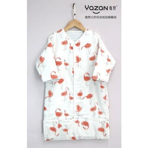Yazan newborn child envelope baby sleeping bag gown anti-kick by 6 layers of cotton gauze breathable warm spring and winter wear
