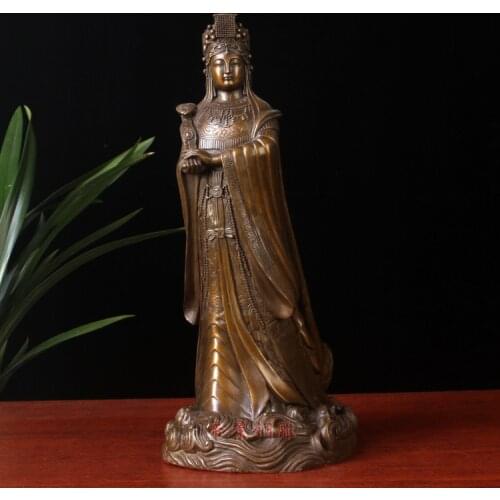 Southeast Asia Efficacious protection BRONZE carving Goddess of the Sea Mazu Guanyin God HOME shrine altar FENG SHUI statue