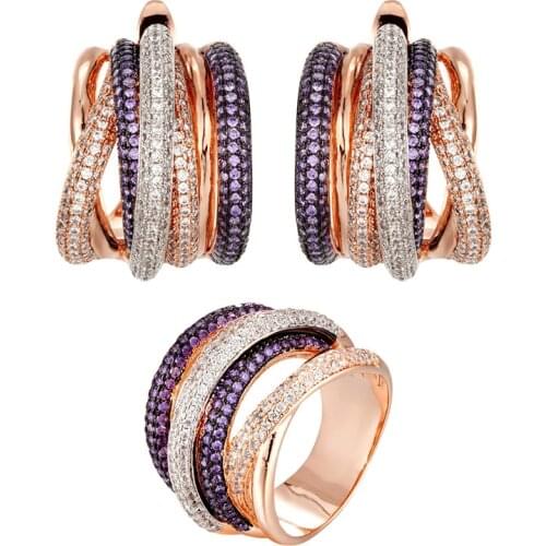Zlxgirl jewelry mixed hot selling wedding earring and ring jewelry sets high quality AAA zirconia copper finger rings women gift