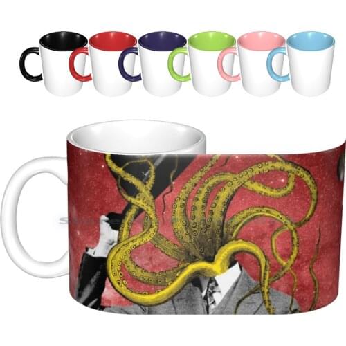 Hello Earth! Ceramic Mugs Coffee Cups Milk Tea Mug Collage Extraterrestrial Planets Science Fiction Hat Terror Cosmos Cosmic