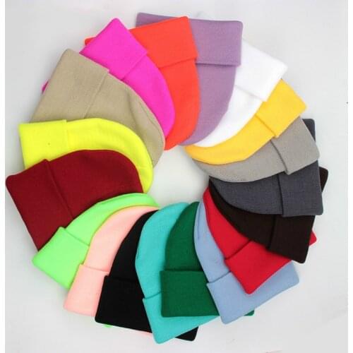 Women Hip-hop Knitted Soft Warm Hat Ski Hood 2020 New Fashion Unisex Winter Plain Borderless Fluorescent Color Thread Beanie