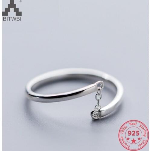 Korea New Style 925 Sterling Silver Simple Fashion Chic Chain Adjustable Ring Jewelry for Women