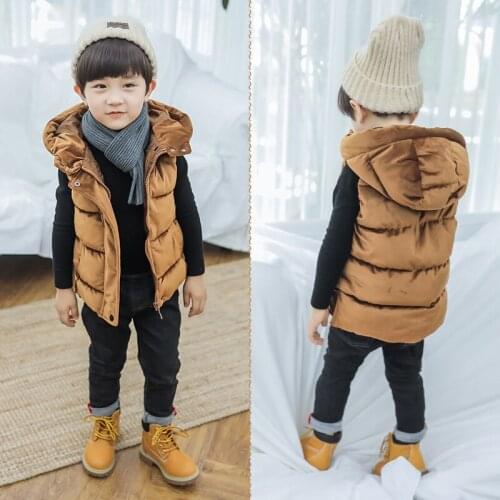 2019 Winter Kids Boys Girls Waistcoat Vest Hooded Jackets Baby Thicken Keep Warm Outerwear Coats Free Shipping Children Clothes