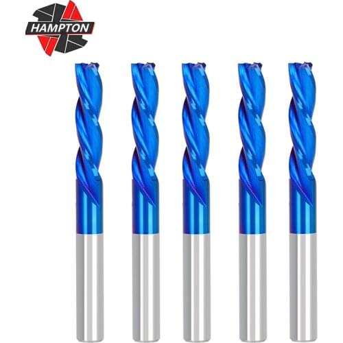 1pc 6.35mm Shank 3 Flute Milling Cutter Nano Blue Coated Carbide End Mills Spiral Router Bits CNC End Mill Lathe Carving Tool
