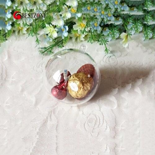 Lowest Factory Price 10pcs Lovely 2'' Clear Plastic Christmas Balls Transparent Tree Decoration Ornament for New Year Present