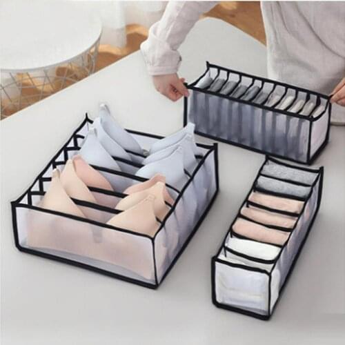 3pcs Dormitory closet organizer for socks home separated underwear storage box 7 grids bra organizer foldable drawer organizer