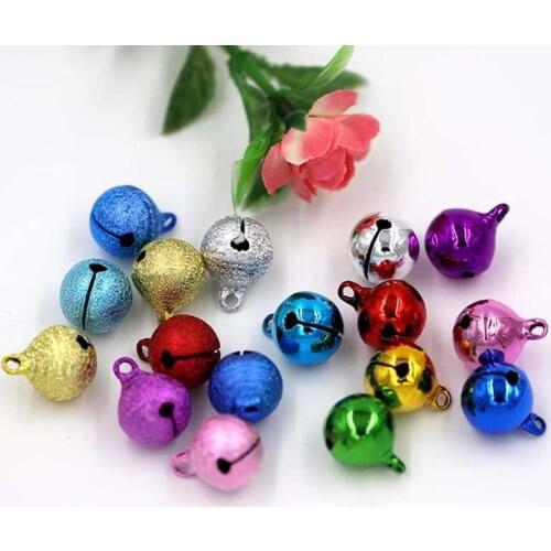 30pcs/lot Multicolors 14mm Smooth/Scrub Copper Jingle Small Bells Fit Christmas Decoration Crafts Charms Beads Bells DIY Jewelry