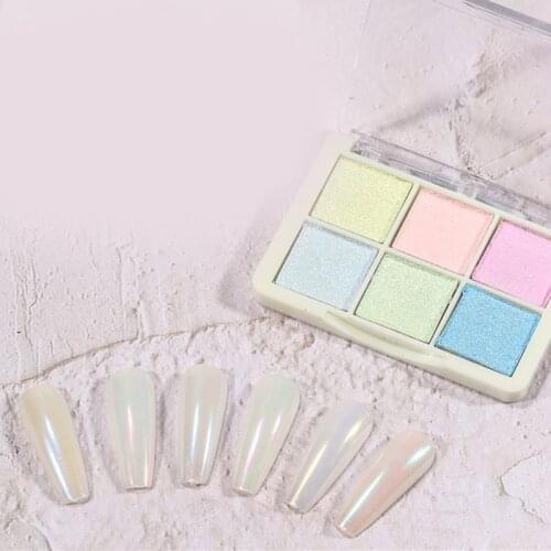 M4YA 6 Colors Solid Aurora Nail Powder Glitter Mirror Pigment Nail Art Decorations
