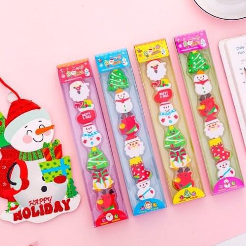 60 pcs cute christmas eraser kawaii pencil eraser kids prizes gift for school stationery supplies student drawing writing eraser