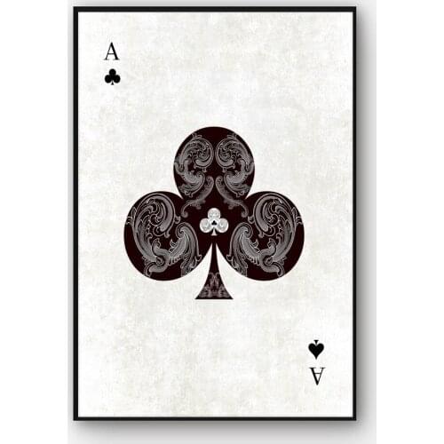 Ace Four Leaf Clover Diamond Heart Spades Playing Card Retro Solitaire Art Canvas Fabric Poster Print Home Wall Decoration Paint