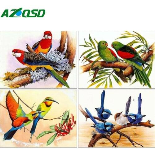 AZQSD Full Square Diamond Painting Bird Cross Stitch Diamond Embroidery Animal Mosaic Rhinestones Needlework Home Decor