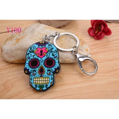 Bonsny Acrylic Skull Head KeyChain Pendant Purse Bag Car Key Chain Ring Cute Charms Gift
