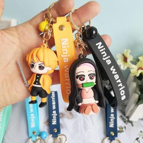 Creative Anime Demon Slayer Keychain Cute Backpack Pendant PVC Doll Keyring