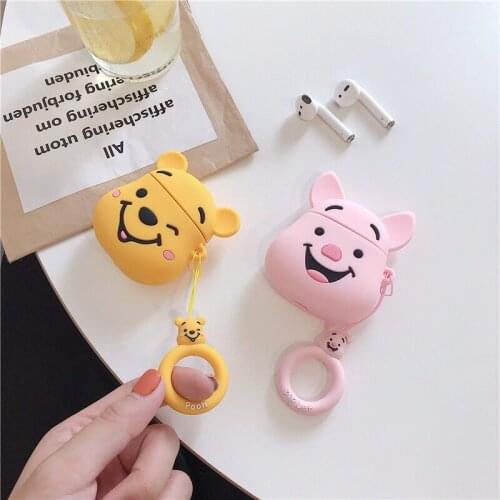 Cute Pooh Airpods Pro Cover Cartoon Apple 1/2/3 Generation Earphone Case Pig Silicone Creativity Case