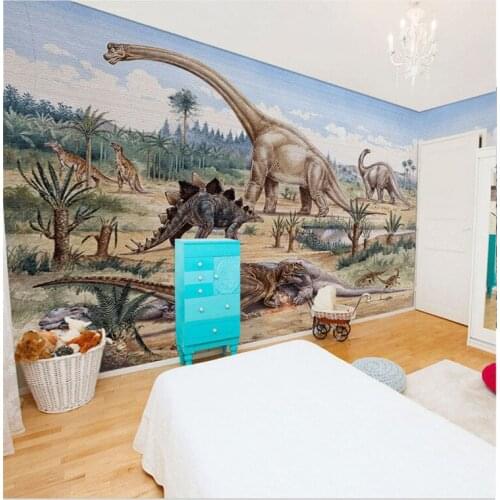 Dinosour World 3d Cartoon Wallpaper Mural for Baby Child Room Background 3D Wall Mural Wall paper 3d Cartoon Stickers