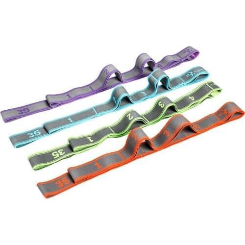 Elastic Yoga Fitness Resistance Bands 9-Loop Training Belt Tension Resistance Exercise Stretching Band for Yoga Sports