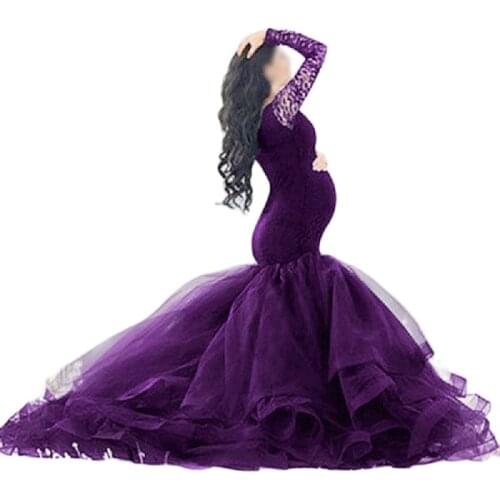 Elegant Maternity Gown Lace Maxi Dress Pregnant Women Clothes Photography Pregnancy Dress Maternity Dresses for Photo Shoot