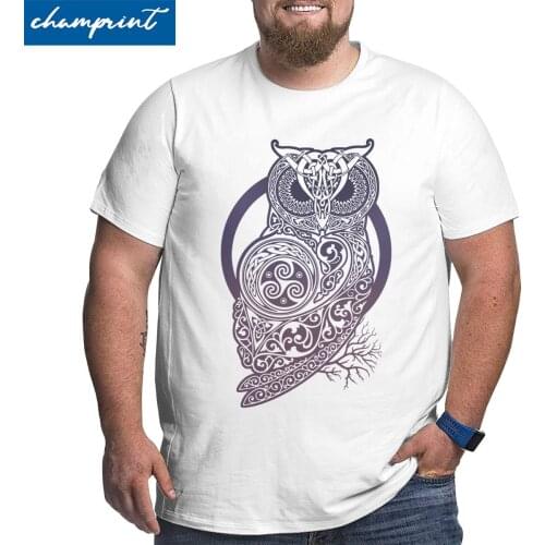 Men CELTIC OWL Viking Valhalla Odin T Shirt Cotton Clothing Vintage Crewneck Big Tall Tee Shirt Plus Size 4XL 5XL 6XL T-Shirt