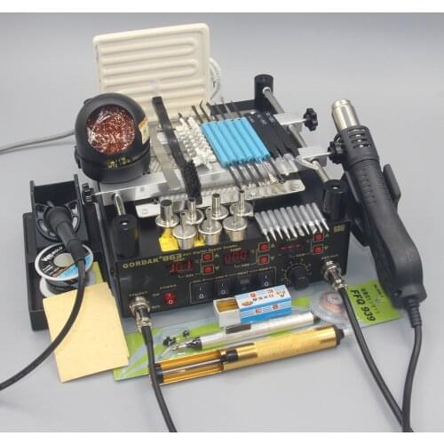 Gordak 863 3 in 1 Digita Hot Air Heat Gun BGA Rework Solder Station Electric Soldering iron IR Infrared Preheating Station
