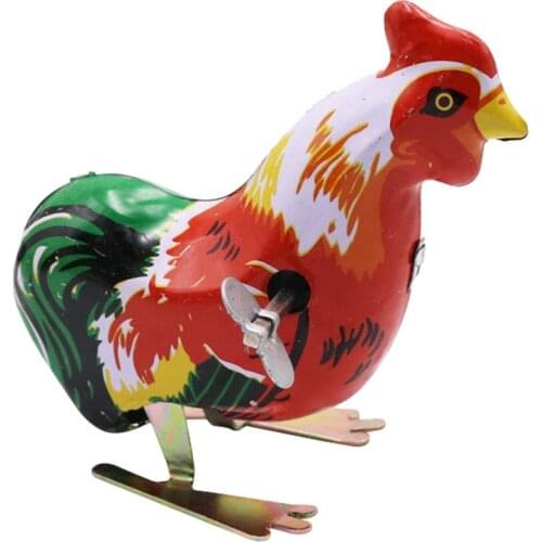 Vintage Cartoon Cock Rooster Clockwork Toy Wind Up Jumping Kids Children Gift