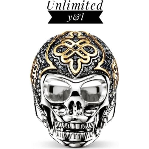 Skull Rings Skeleton Punk Style 925 Sterling Silver Thomas Style Punk Rebel Fashion Good Jewelry Accessories for Men Women Gifts